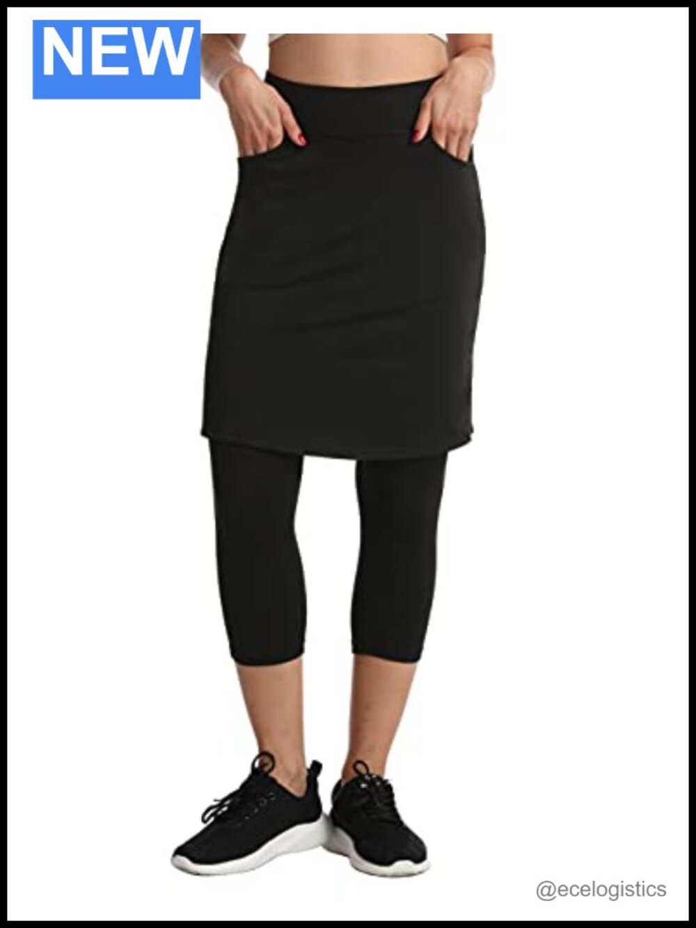 Women's Athletic Skort Knee Length Skirt with Attached Capri Leggings UPF 50+ 2